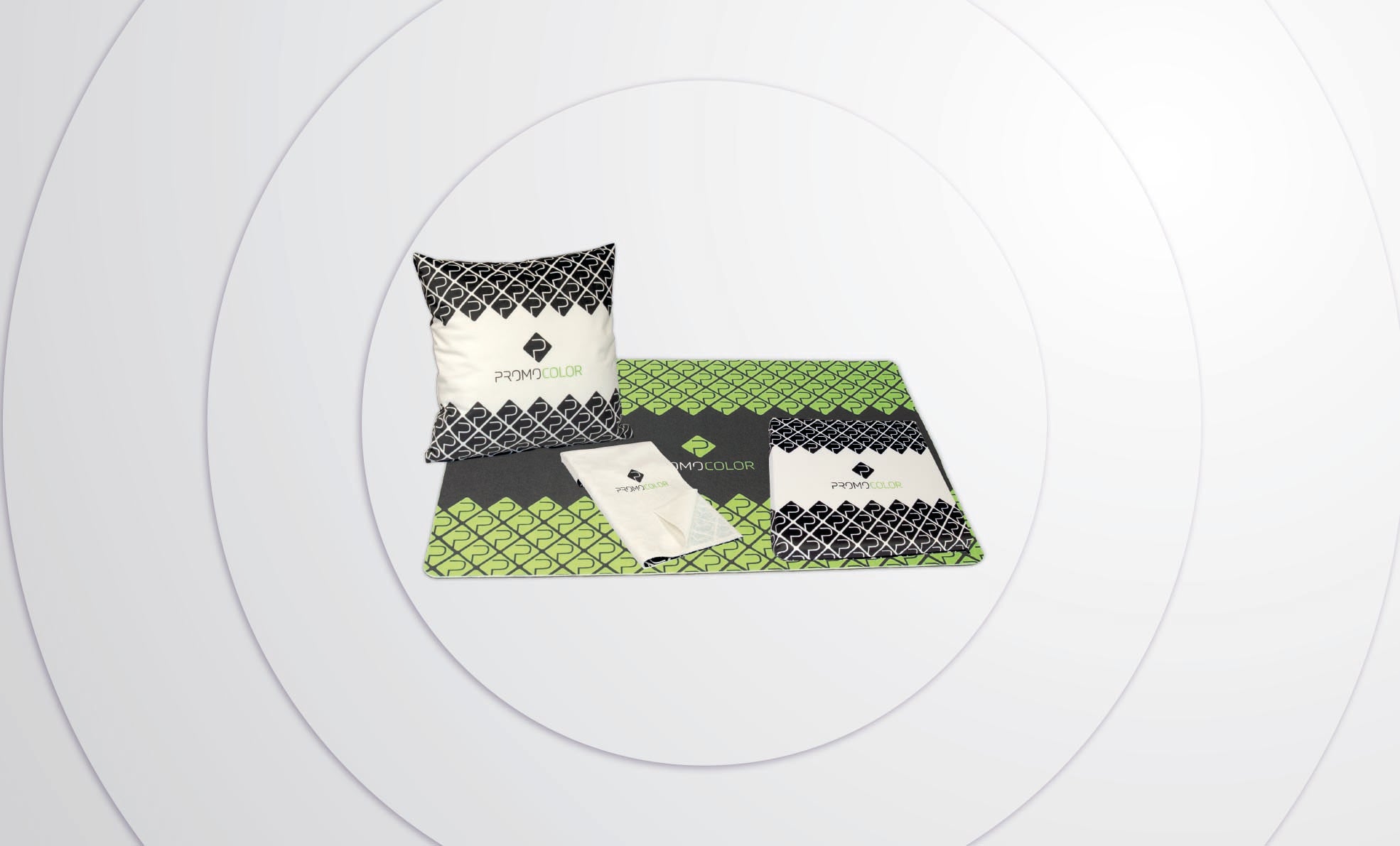 Textile Produkte wie Kissen, Handtücher, Fußmatte